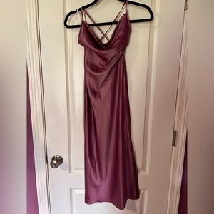 Women’s crisscross crowl neck, backless tie, split slit dress